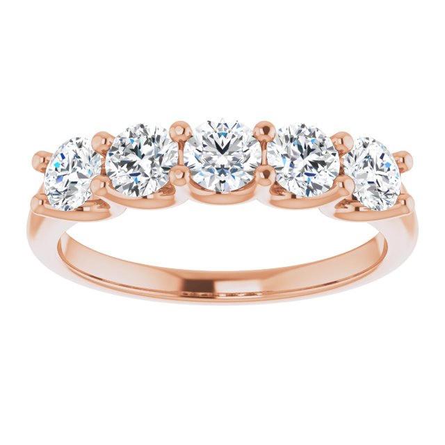 1.00 ct. Round Cut Diamond Wedding Band 5 Stone Anniversary Ring-VIRABYANI